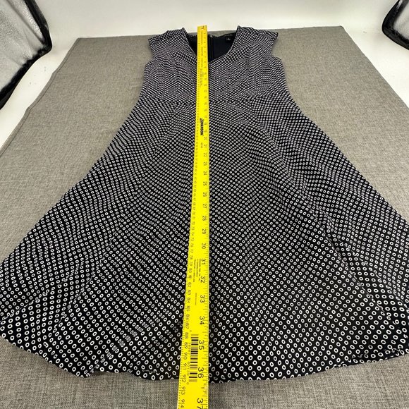 Ann Taylor Fit & Flare Dress Polka Dot V-Neck Sleeveless Size 4 Polyester Zipper - Picture 8 of 13